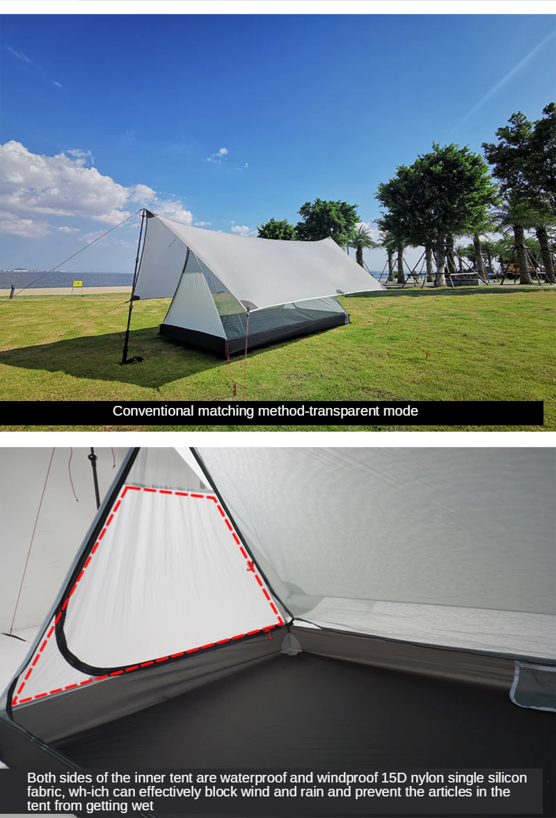 Cheap Goat Tents 3F UL GEAR Shanjing 20D 2 Person 3 Season Ultralight  Outdoor Camping Tent  Professional  Silnylon Rodless Multifunction Tent Tents 